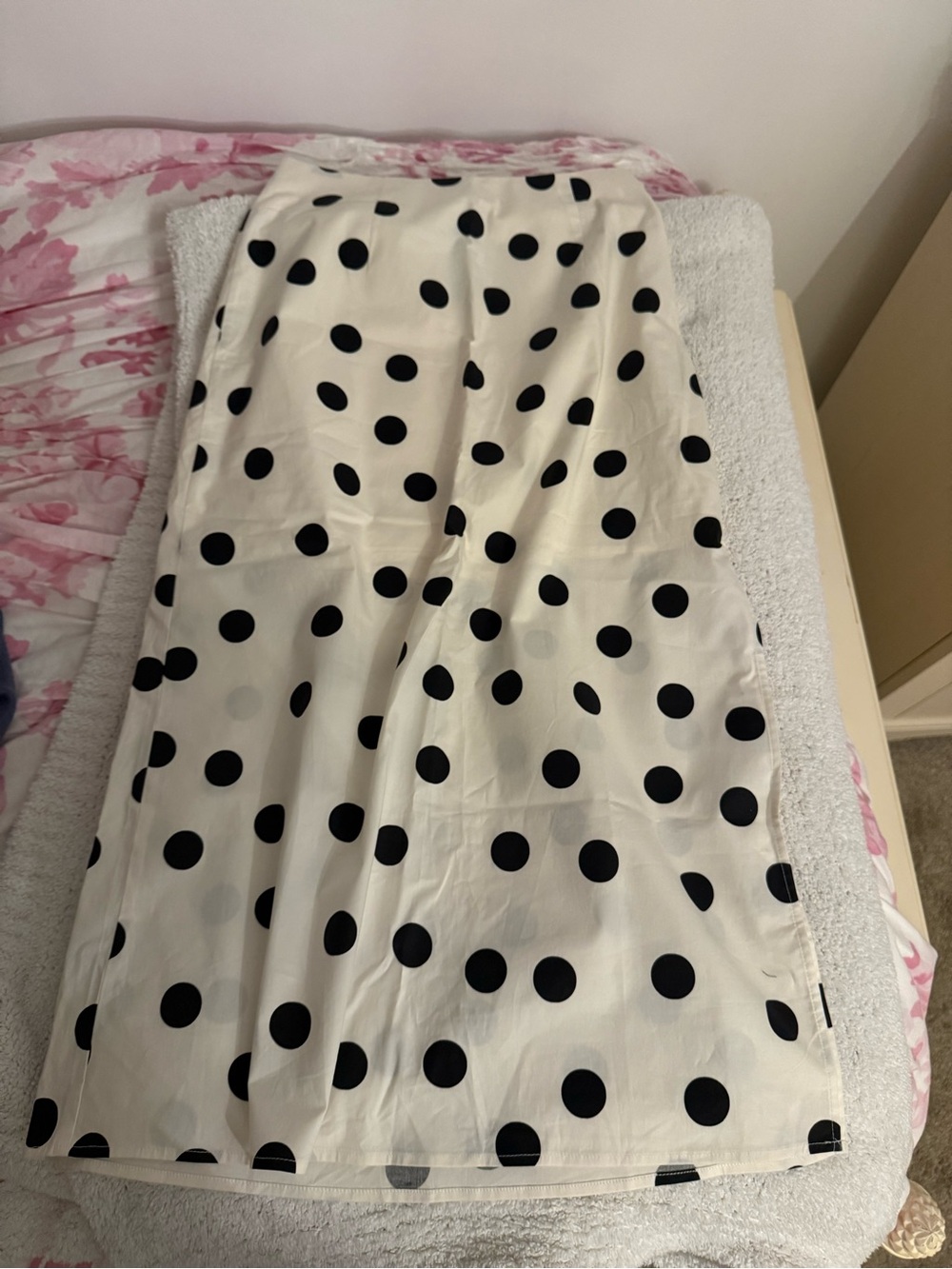 LOFT Black Polka Dot Maxi Skirt on Cream